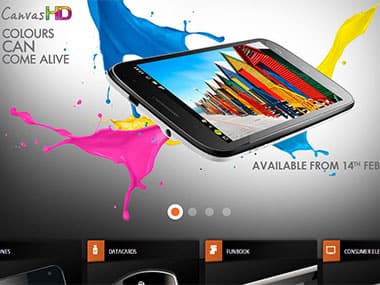Microxmax Canvas HD release date. Screen from Micromax website. 