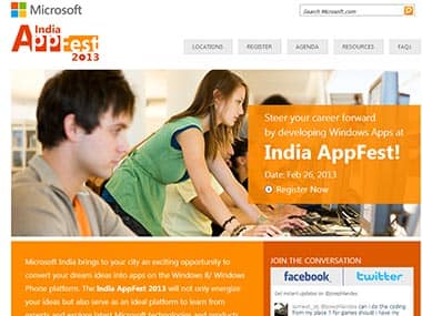 Microsoft App Fest. Screengrab from website. 