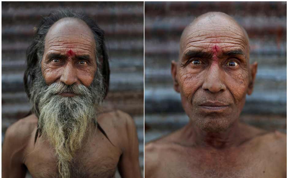 In this combination of two photos taken on 13 February, 2013, Hindu holy man Baba Ramshwal poses before, left, and after, right, he had his head and face shaved as part of an initiation ritual where he was to become a Naga Sadhu. AP In this combination of two photos taken on 13 February, 2013, Hindu holy man Baba Ramshwal poses before, left, and after, right, he had his head and face shaved as part of an initiation ritual where he was to become a Naga Sadhu. AP