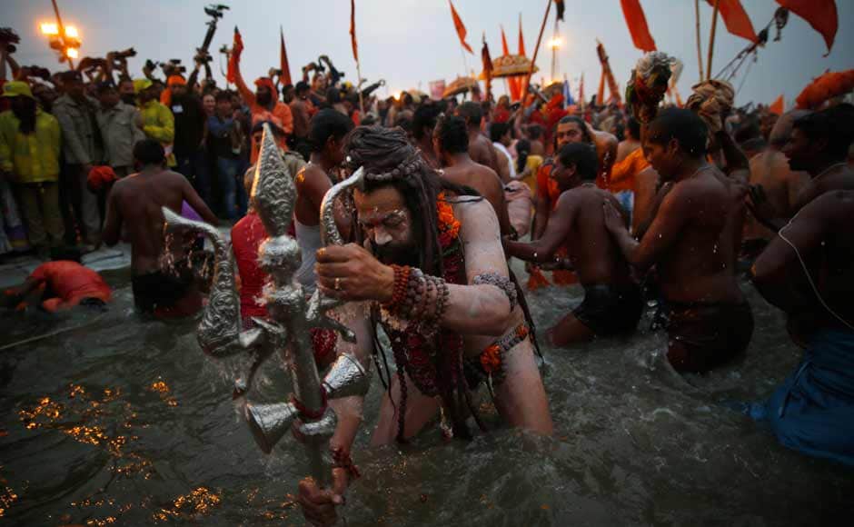 A Naga sadhu at the Maha Kumbh at Allahabad on 15 February. AP A Naga sadhu at the Maha Kumbh at Allahabad on 15 February. AP