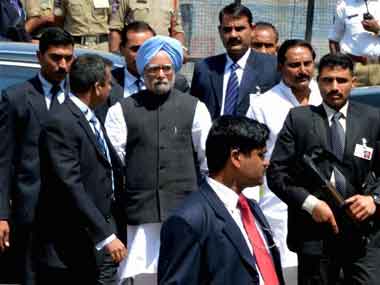 Prime Minister Manmohan Singh in Hyderabad on Sunday. PTI