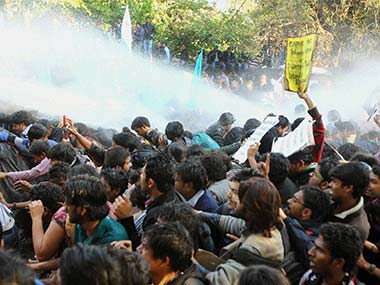 Anti-Modi protest in Delhi turns violent as students clash with police Anti-Modi protest in Delhi turns violent as students clash with police
