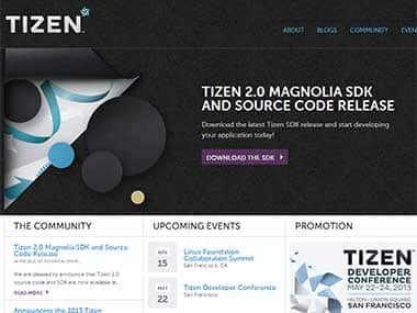 Screengrab of Tizen's website. 