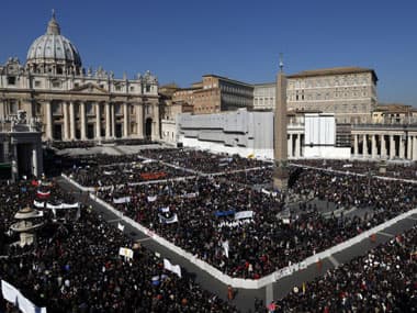Many in the crowd had  banners thanking the pope and wishing him well. Reuters