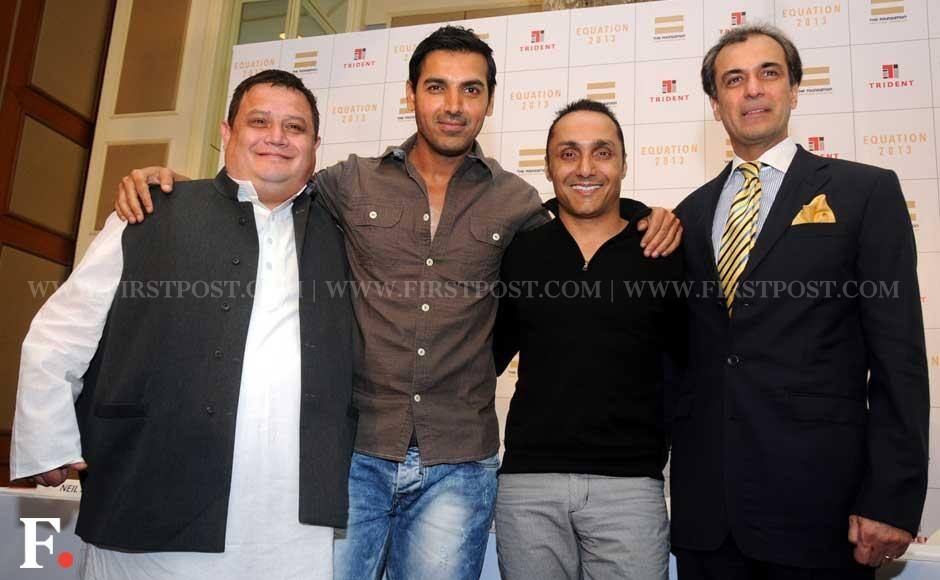 Director of the Shillong Chamber Choir, Neil Nongkynrih, actors John and Rahul Bose with Devedra Bharma. Sachin Gokhale/Firstpost