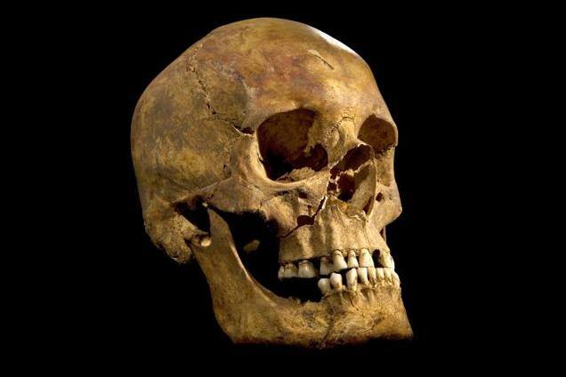Undated photo of the skull found at the Grey Friars excavation in Leicester, potentially the long lost remains of England's King Richard III.Photo: AP/University of Leicester 