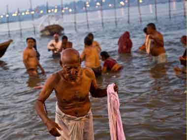 Age no bar for holy dip. AFP