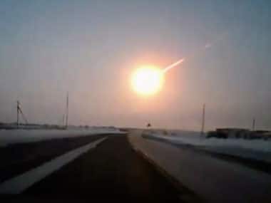 In this frame grab a meteorite contrail is seen in Russia. AP
