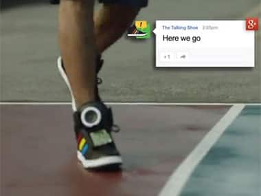 Screengrab of Google's talking shoe from YouTube video. 
