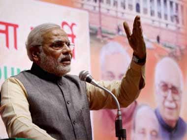 Modi at the BJP conclave. PTI