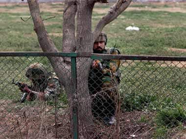 Police personnel during the terror strike today. PTI