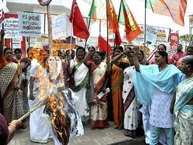 The Suryanelli case has become a political battleground with the CPM holding protests demanding the resignation of Deputy Rajya Sabha chairperson PJ Kurien. PTI