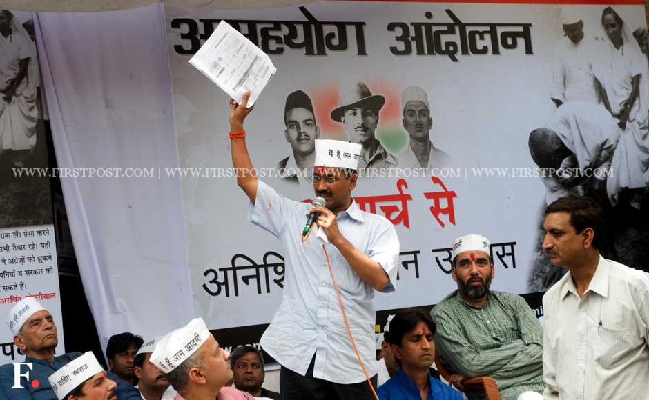 Arvind Kejriwal before beginning his indefinite fast in Sunder Nagar in New Delhi on Saturday. Naresh Sharma/ Firstpost Arvind Kejriwal before beginning his indefinite fast in Sunder Nagar in New Delhi on Saturday. Naresh Sharma/ Firstpost