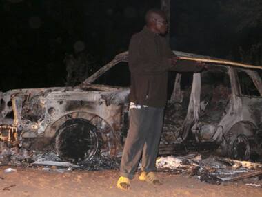 A car wrecked during the Kenya violence. Reuters