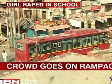 Angry locals damaged buses as it emerged that a school girl was raped in Mangolpuri. IBNLive. 