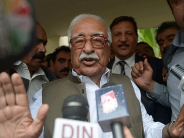Mir Hazar Khan Khoso after being elected caretaker PM of Pakistan. AFP.