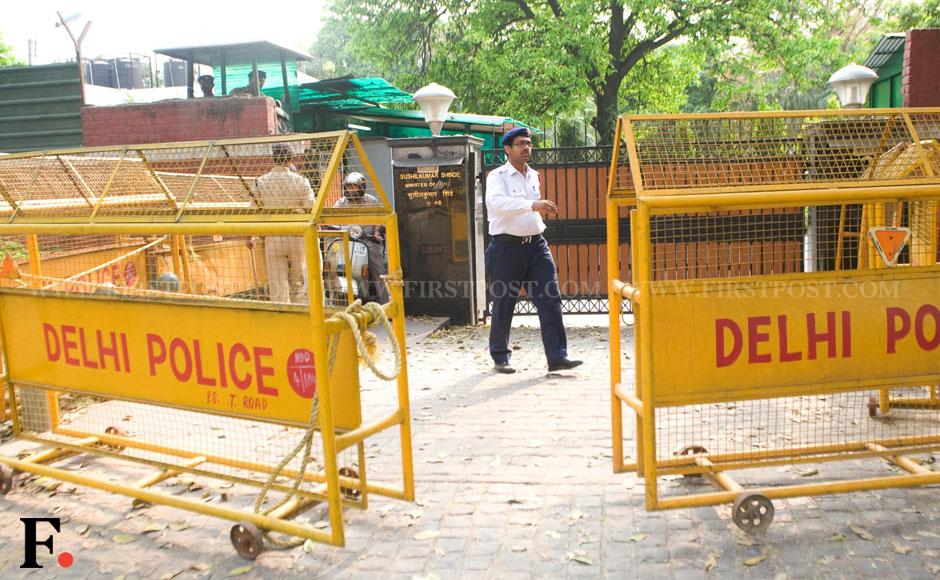 Security tightened outside the residence of Union Home Minister Sushilkumar Shinde with the deployment of armed police personnel. Naresh Sharma/ Firstpost Security tightened outside the residence of Union Home Minister Sushilkumar Shinde with the deployment of armed police personnel. Naresh Sharma/ Firstpost