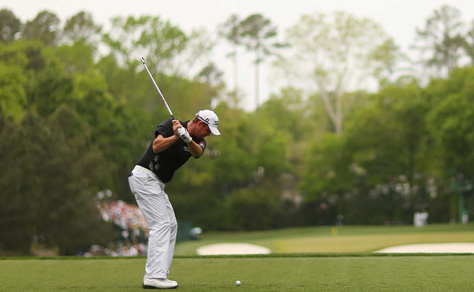 Leishman in action during the final round of the Masters. Getty Images
