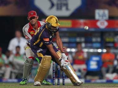 Manvinder Bisla scoops the ball over fine leg. BCCI