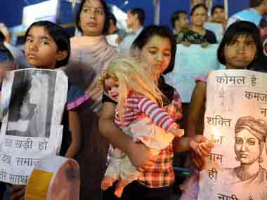 Protest against the rape of the five-year-old. PTI 