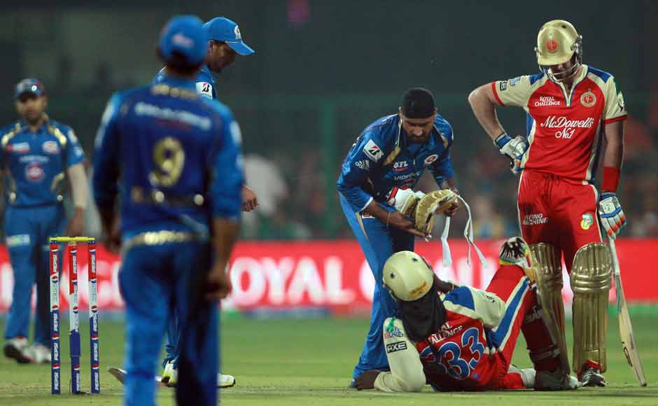 Gayle was injured midway through the innings, but still managed to carry on. BCCI
