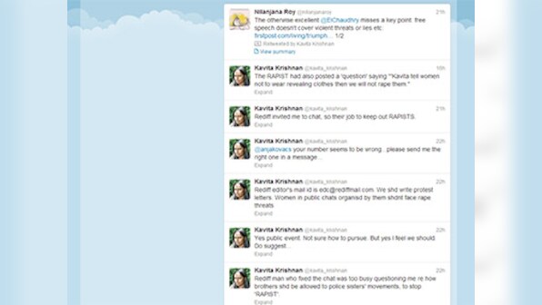 Rape threats on Rediff: Kavita Krishnan speaks out