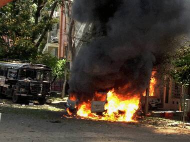 A blast hit Bangalore on Wednesday. PTI.