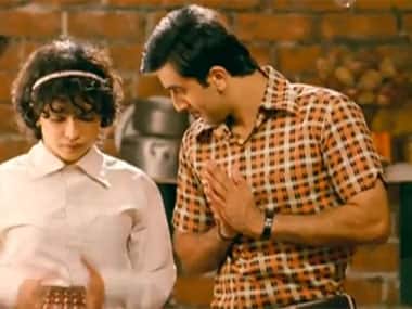 Priyanka Chopra and Ranbir Kapoor from a scene in Barfi