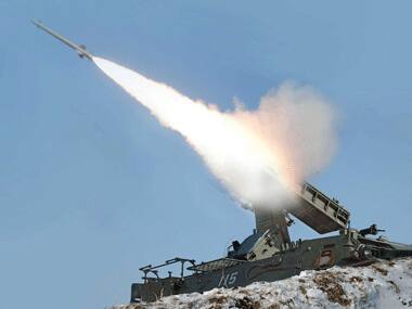 A self-propelled suface to air missile during a live military drill overseen by North Korean leader Kim Jong-Un at an undisclosed location. AFP.