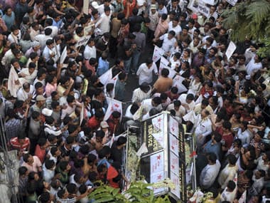 The crowd at Sudipta Gupta’s funeral procession. PTI. 