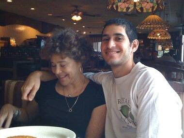 File photo of Sunil Tripathi with his mother. 