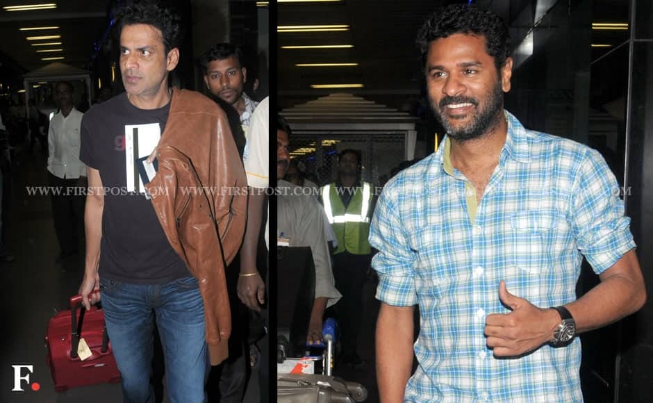 Manoj Bajpai and Prabhu Deva at Chhatrapati Shivaji International Airport on Wednesday morning. Sachin Gokhale/Firstpost 