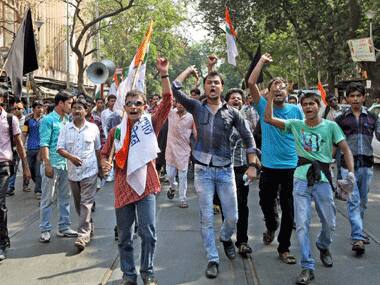Trinamool protesters. PTI.