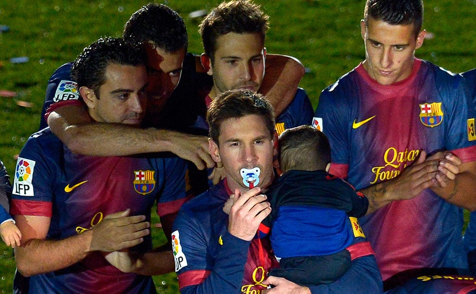 Images: Messi brings his adorable son Thiago to Barca's celebrations