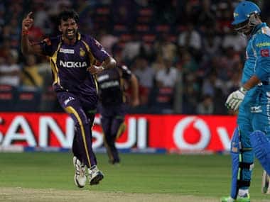 Balaji celebrates the wicket of Yuvraj Singh. BCCI