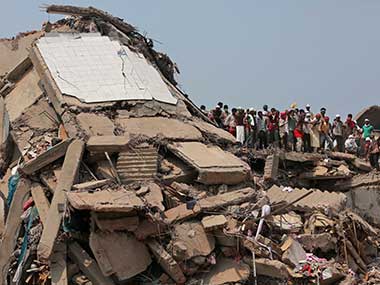 The scene of the Bangladesh building collapse. AP