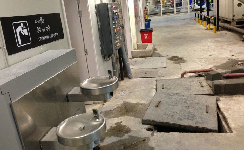 The leaking floors and interiors don't give any indication that this is a new airport: Firstpost The leaking floors and interiors don't give any indication that this is a new airport: Firstpost