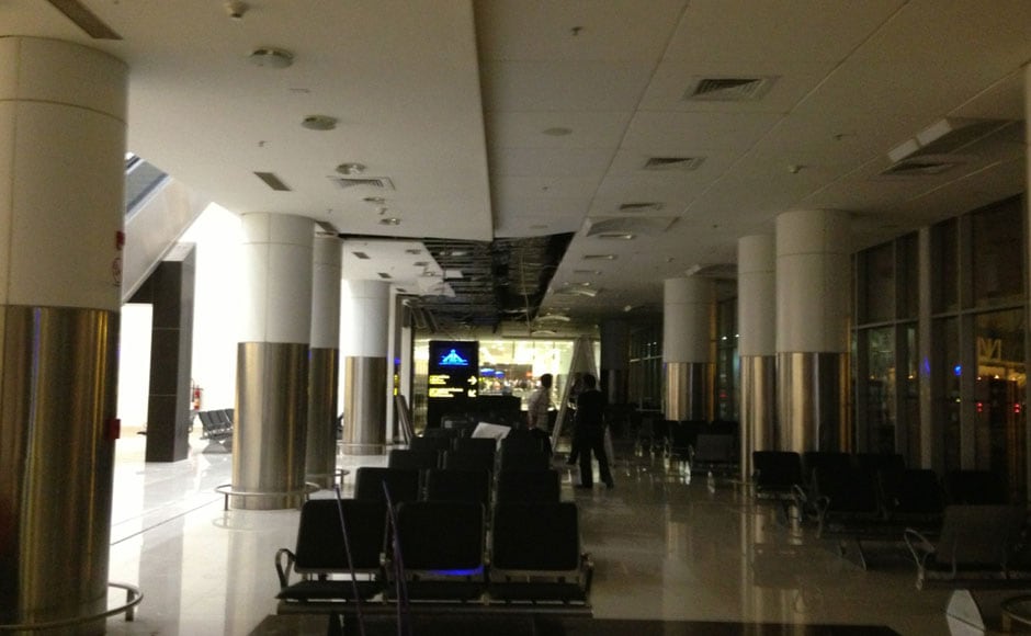 The area of the roof collapse in the Chennai domestic airport. Fortunately the shameful incident happened in the wee hours of the morning: Firstpost The area of the roof collapse in the Chennai domestic airport. Fortunately the shameful incident happened in the wee hours of the morning: Firstpost