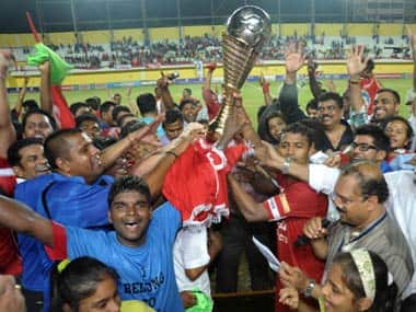 Churchill celebrate their I-League title. AIFF