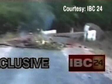 The site of the Maoist ambush on Friday night. TV screengrab