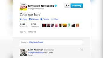 Hacked? Sky News butt of Twitter jokes after tweeting, 'Colin was here'