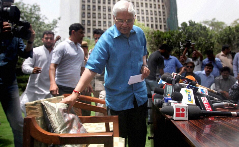 Law Minister Ashwani Kumar prepares to meet the press. PTI. 