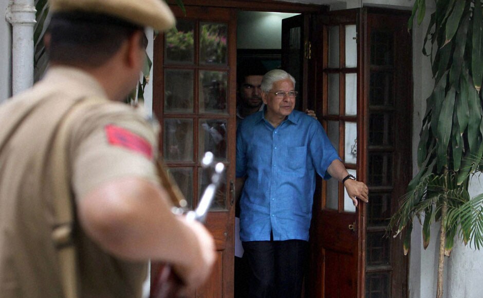 Ashwani Kumar coming out of his residence. PTI. 