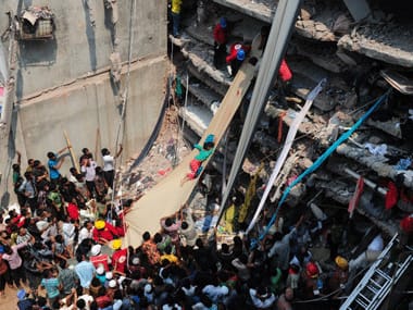 The building that collapsed. AFP.