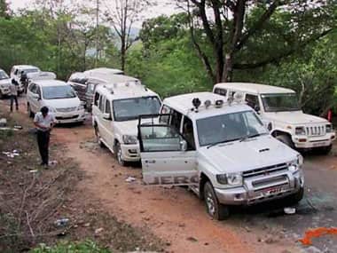 The Congress convoy that was attacked. PTI