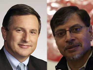 Mark Hurd, CEO of Hewlett Packard ( L) and Phaneesh Murthy, former iGate CEO (R)