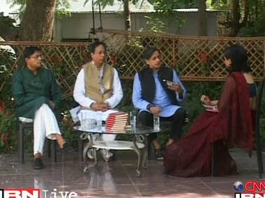 Three young MPs (L-R) - BJ Panda, Sanjay Jaiswal and Shashi Tharoor. IBNLive. 