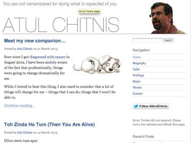 Screengrab from Chitnis' blog