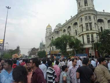 The scene at the end of the march. Sandip Roy/ Firstpost