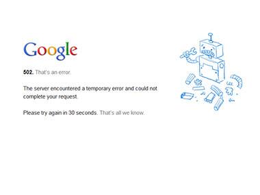 Gmail is down. Screengrab. 